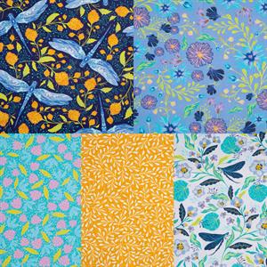 The Craft Cotton Co Dragonflies by Bethany Salt 5 Piece Fat Quarter Pack - 100% Cotton - 285642