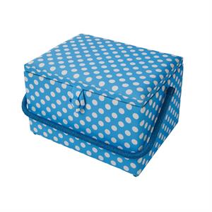 Sewing Online Large Sewing Basket Duck Egg Blue Polka Dot 23.5x31x20.5cm  - 292422