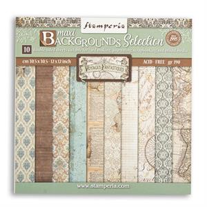 Stamperia Voyages Fantastiques 12x12" Maxi Backgrounds Scrapbooking Pad with 10 x Sheets - 292661