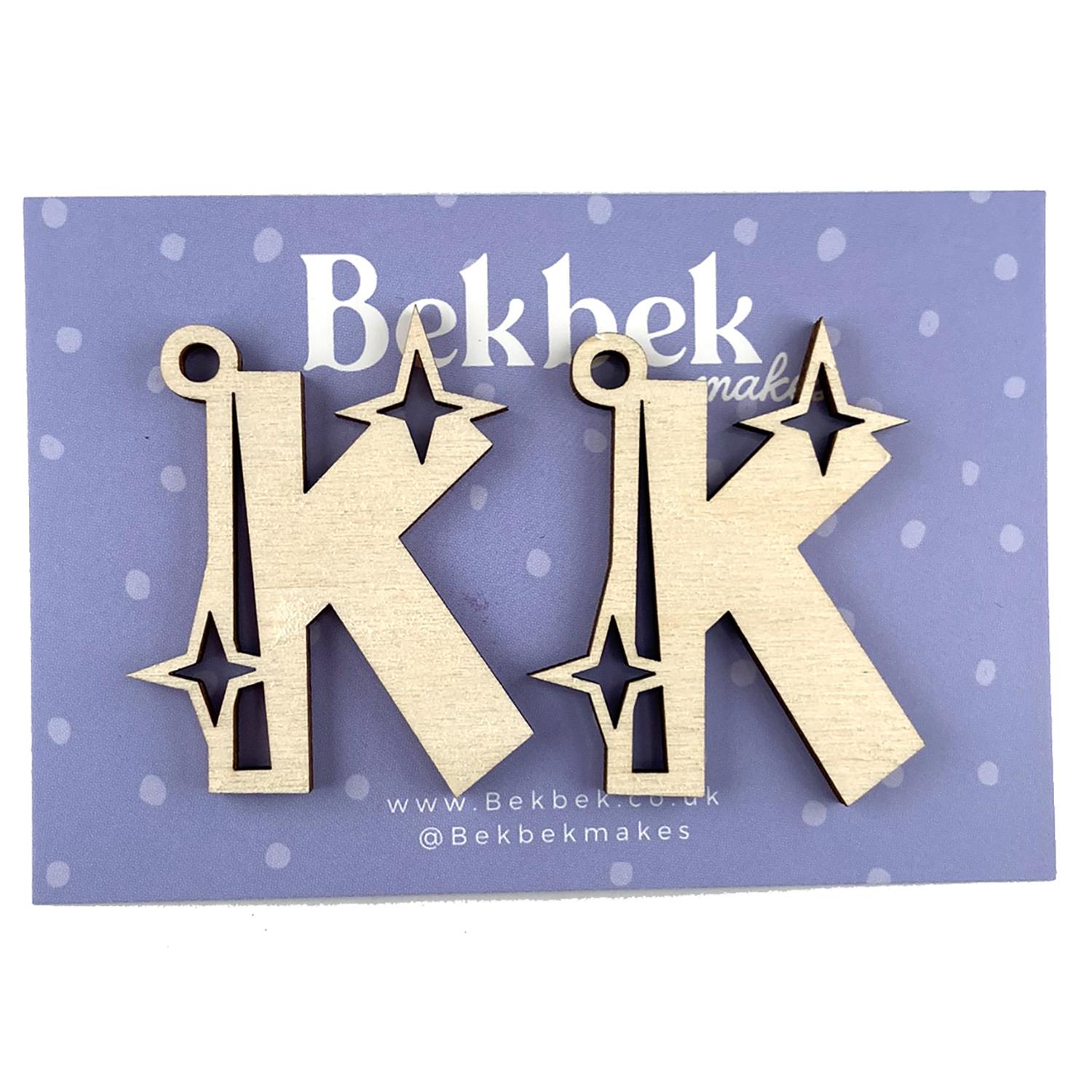 Bekbek Makes UV Resin - Wooden Alphabet Sparkle Keyring Blanks Pick N Mix - Choose Any 4 - K