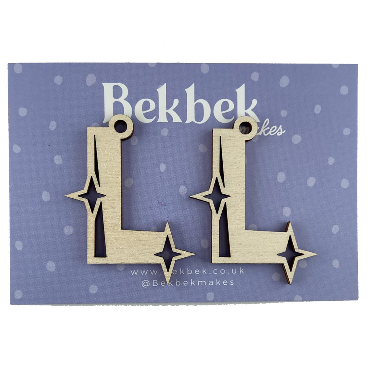 Bekbek Makes UV Resin - Wooden Alphabet Sparkle Keyring Blanks Pick N Mix - Choose Any 4 - L