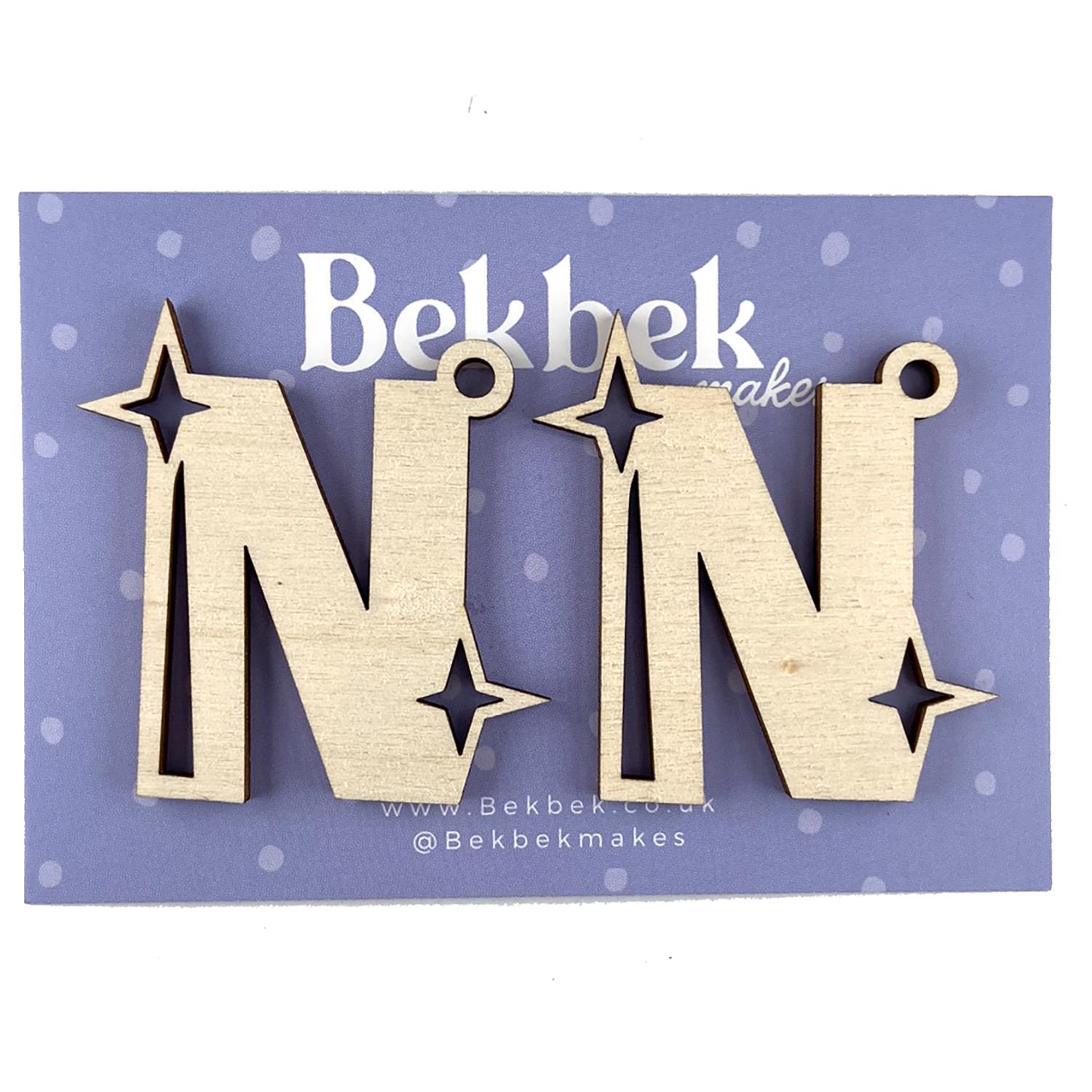 Bekbek Makes UV Resin - Wooden Alphabet Sparkle Keyring Blanks Pick N Mix - Choose Any 4 - N