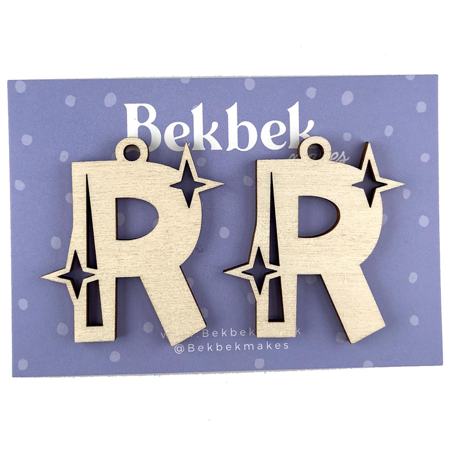 Bekbek Makes UV Resin - Wooden Alphabet Sparkle Keyring Blanks Pick N Mix - Choose Any 4 - R