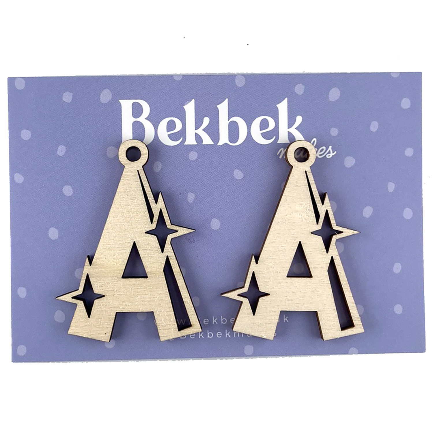 Bekbek Makes UV Resin - Wooden Alphabet Sparkle Keyring Blanks Pick N Mix - Choose Any 4 - A