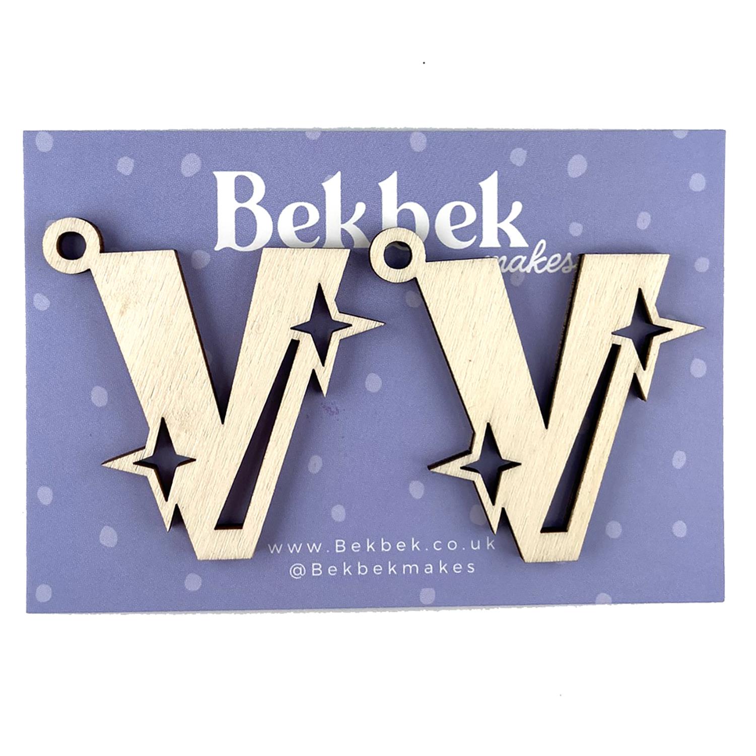 Bekbek Makes UV Resin - Wooden Alphabet Sparkle Keyring Blanks Pick N Mix - Choose Any 4 - V