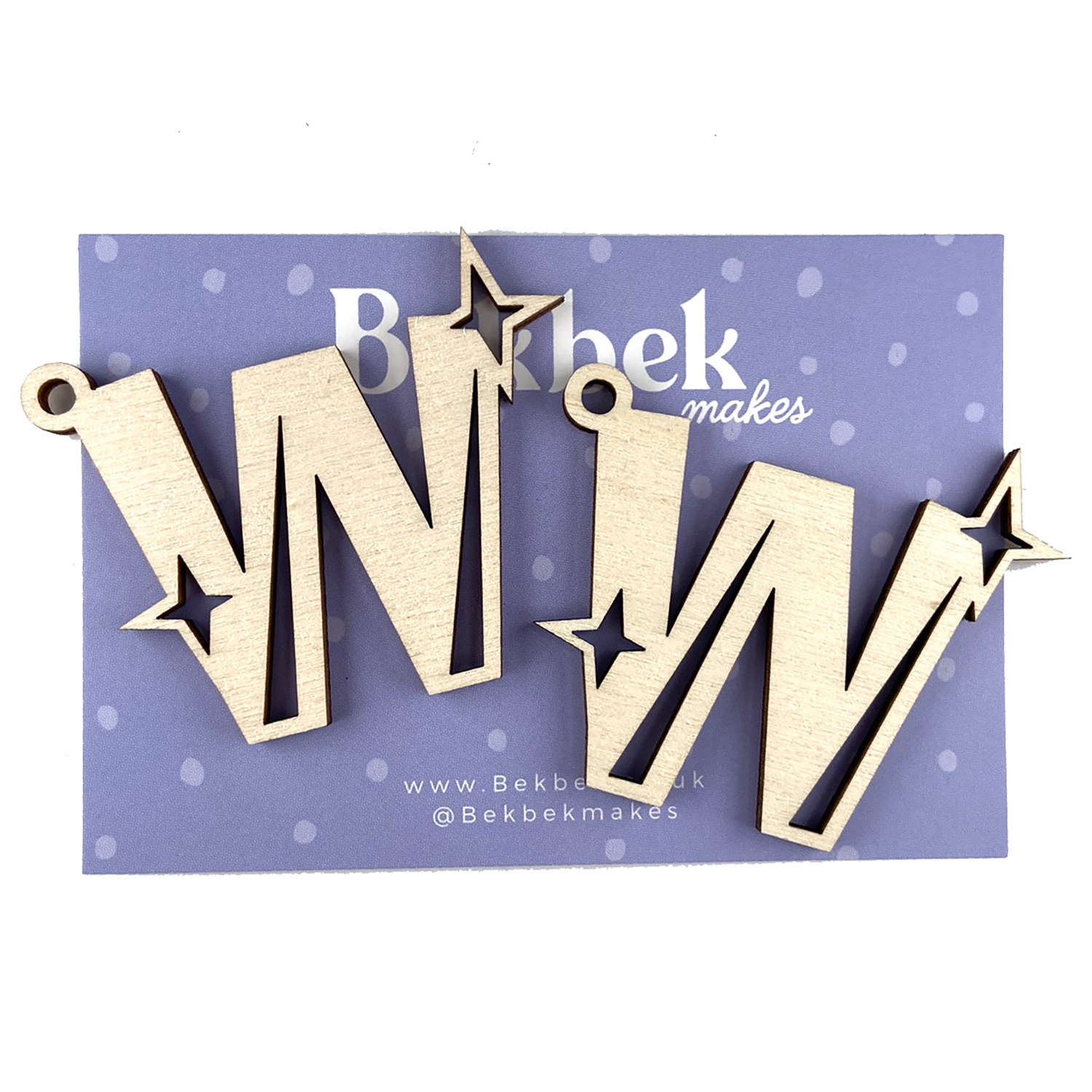 Bekbek Makes UV Resin - Wooden Alphabet Sparkle Keyring Blanks Pick N Mix - Choose Any 4 - W