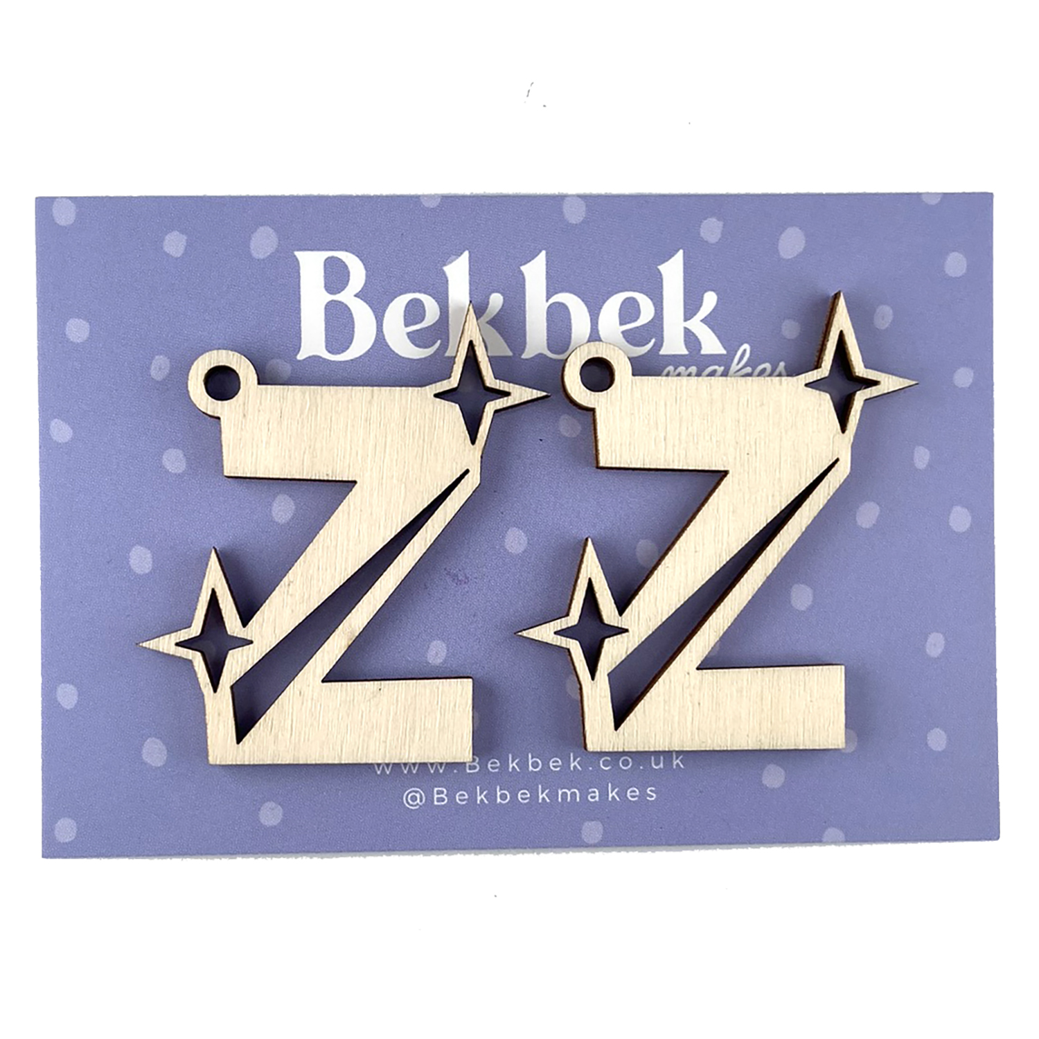 Bekbek Makes UV Resin - Wooden Alphabet Sparkle Keyring Blanks Pick N Mix - Choose Any 4 - Z
