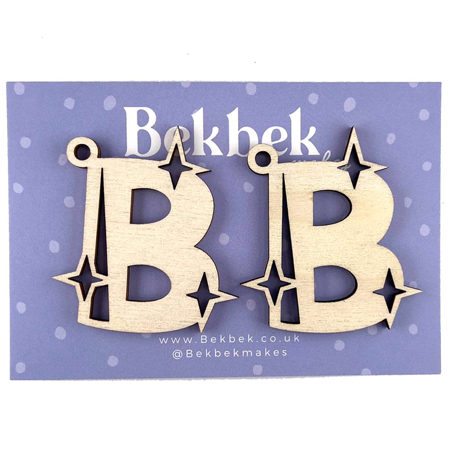 Bekbek Makes UV Resin - Wooden Alphabet Sparkle Keyring Blanks Pick N Mix - Choose Any 4 - B