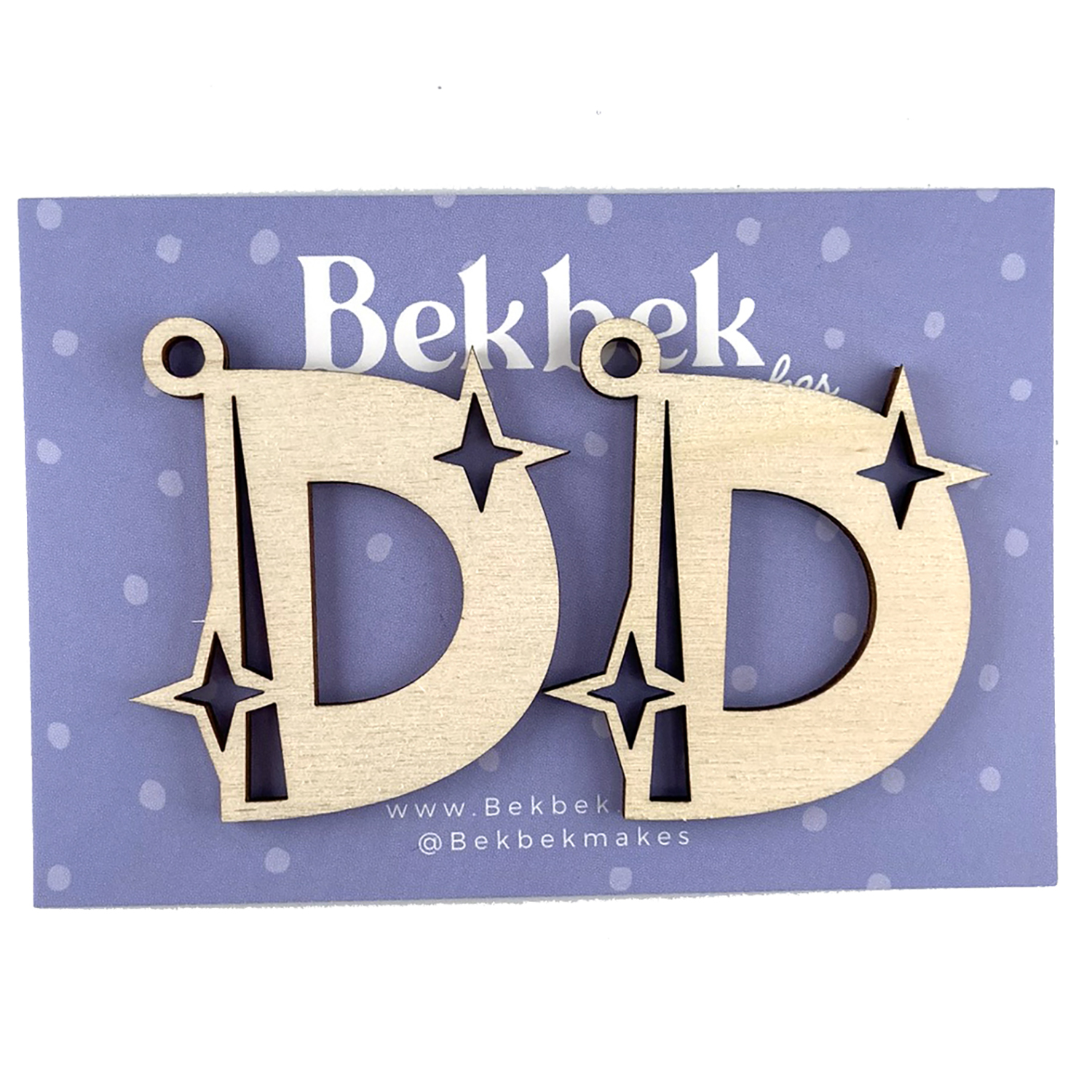 Bekbek Makes UV Resin - Wooden Alphabet Sparkle Keyring Blanks Pick N Mix - Choose Any 4 - D