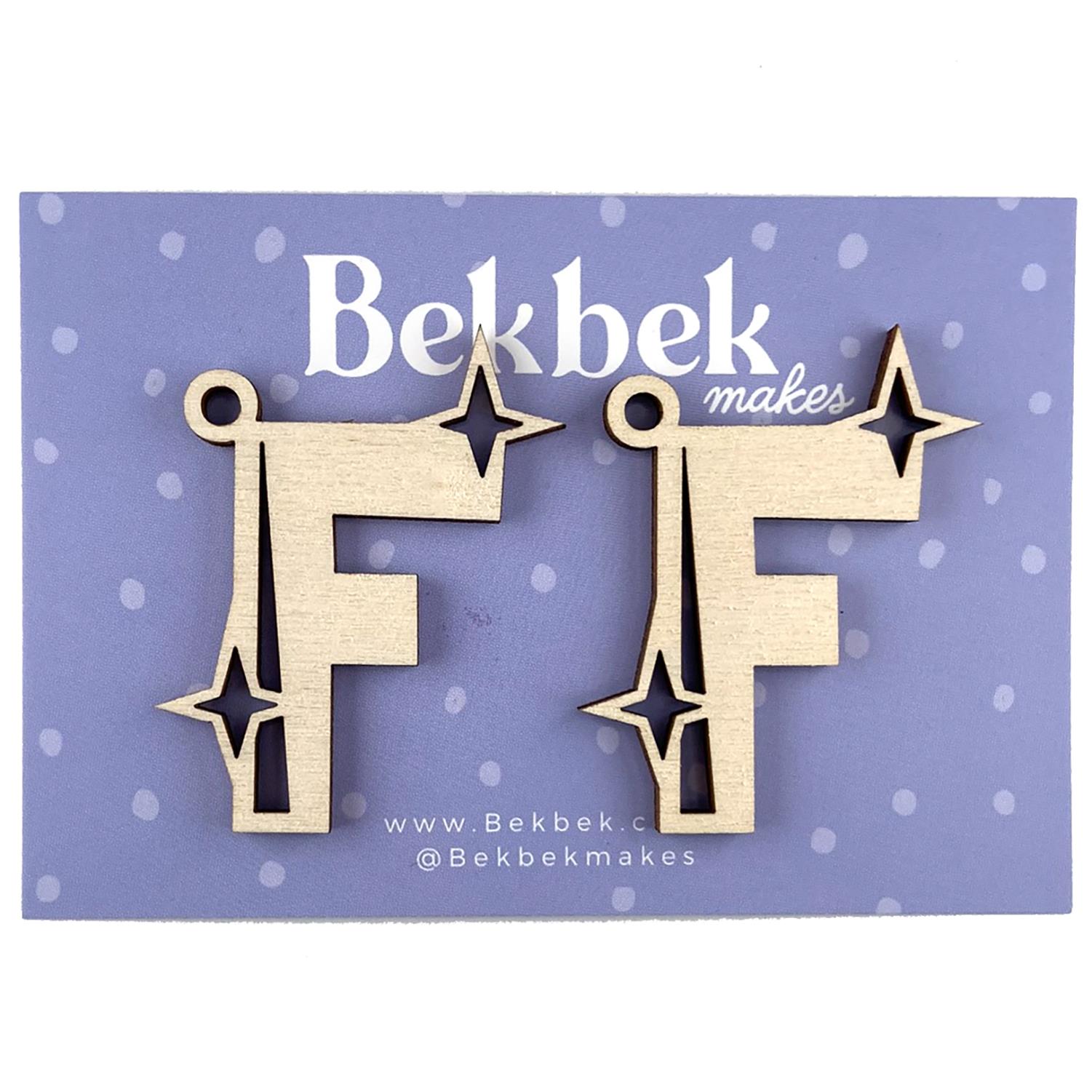Bekbek Makes UV Resin - Wooden Alphabet Sparkle Keyring Blanks Pick N Mix - Choose Any 4 - F