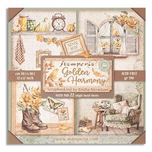 Stamperia Golden Harmony 12x12" Single Face Scrapbooking Pad - 22 Sheets  - 311711