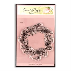 Sweet Poppy Stencils Stamp - Holly Wreath - 316197