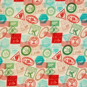 Fabric Freedom Christmas Festive Franking Stamps Digital Print 100% Quilting Cotton - 0.5m Fabric Length - 321082