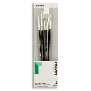 Reeves Synthetic Acrylic Brush Short Handle - Set of 4 - 327713