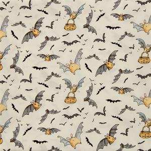 Clothwork Halloween Parade Bats in Cream 0.5m Fabric Length - 356398