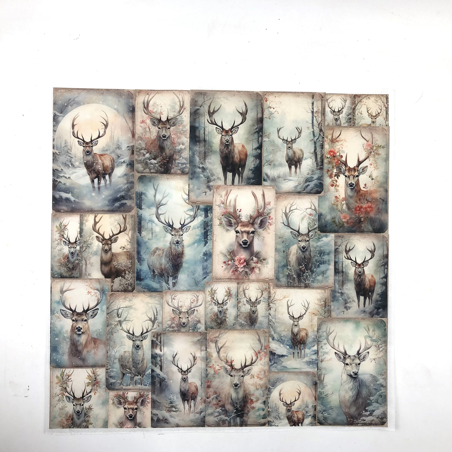 Samantha K 12x12 Rice Paper - Choose Any 3 - Snowy Deers 2
