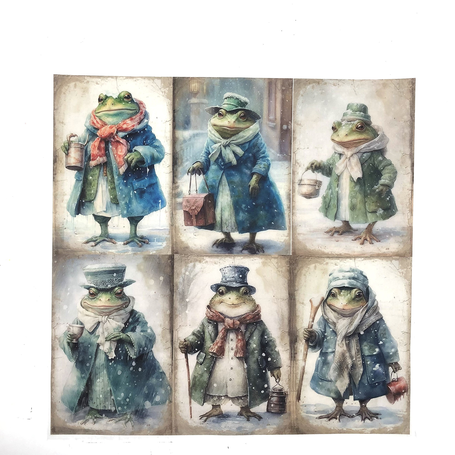 Samantha K 12x12 Rice Paper - Choose Any 3 - Snowy Frog 1