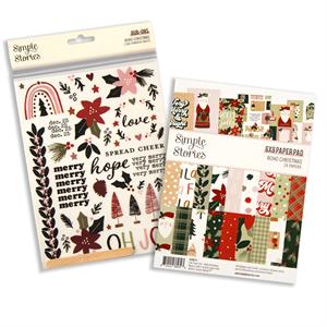 Simple Stories Double-Sided Paper Pad 6x8" & Christmas Rub-Ons  - 370643