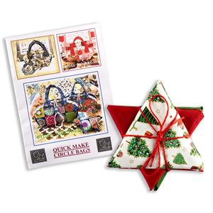 Cross Patch Makower Christmas Fabrics - 5 x Fat Quarters with Circle Bag Pattern - 370857