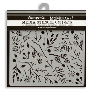 Stamperia Forest 18x18cm Thick Stencil - Branches & Pinecones  - 379671