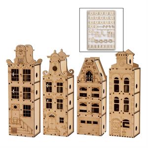 Samantha K Crafts MDF Advent House Mega Pack - 4 x MDF Houses and Chippies - 387637