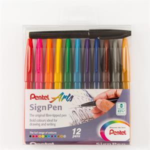 Pentel 12 x Brush Sign Pen Wallet - 390936
