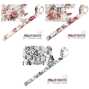 AALL & Create 3 x Washi Tapes - Blooming Splodge, Free The Birds & Heritage Scroll - 398249