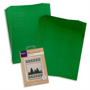 Press Cut Margit's Trees Die Set 263 with Emerald Green Gloss & Satin Card Pack - 10 Sheets - 402511