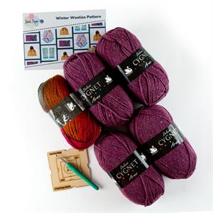 Sarah Payne Crochets Heather Winter Woolies Kit - Includes: Pattern, 5 Balls of Yarn, Pom Pom Maker & 5.5mm Crochet Hook - 409808
