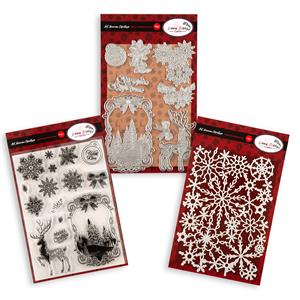 Dawn Bibby Creations Art Nouveau Christmas - Winter Wonderland Stamp & Die Set with Holly Flourish Stencil - 414448