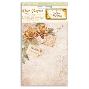 Stamperia Golden Harmony 8 x A6 Backgrounds Rice Papers   - 433505