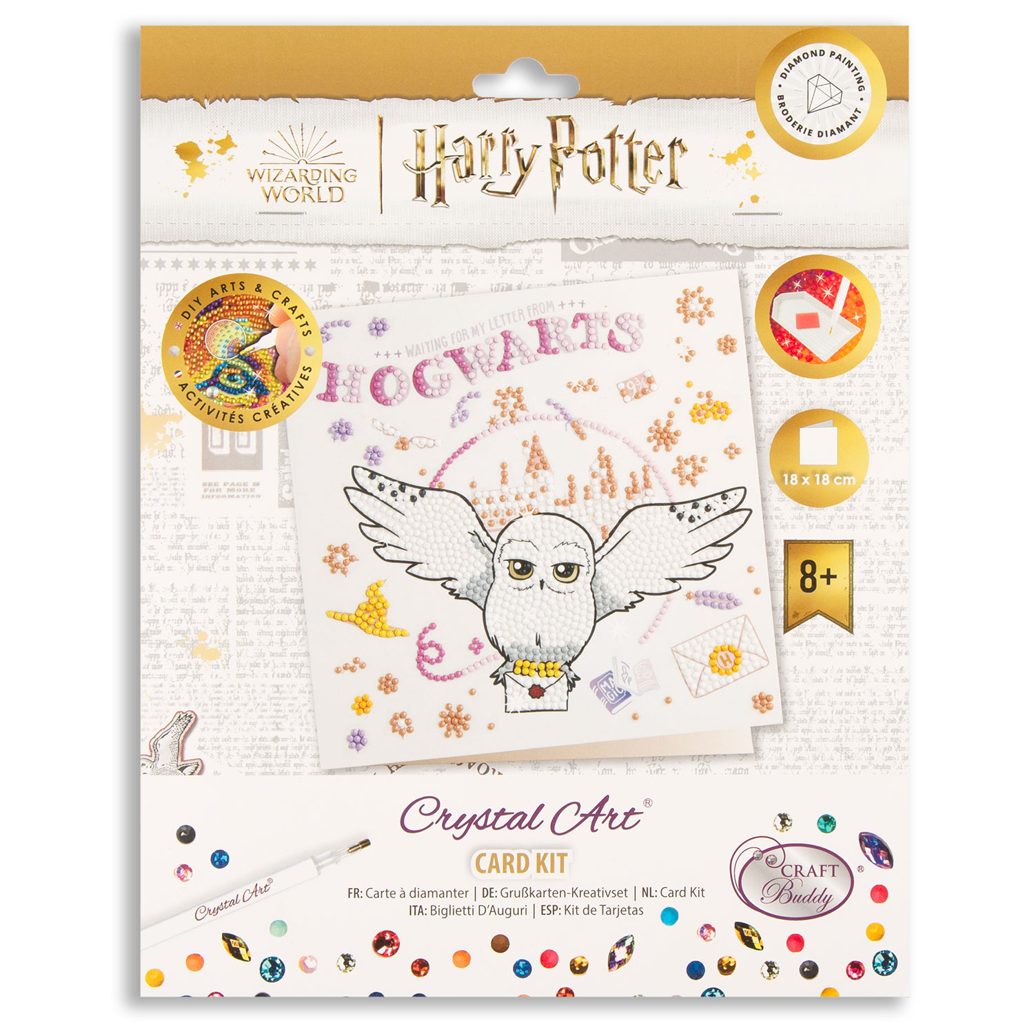 Crystal Art 3 x 18x18cm Harry Potter Cards - Pick n Mix Choose 3  - Hogwarts & Hedwig