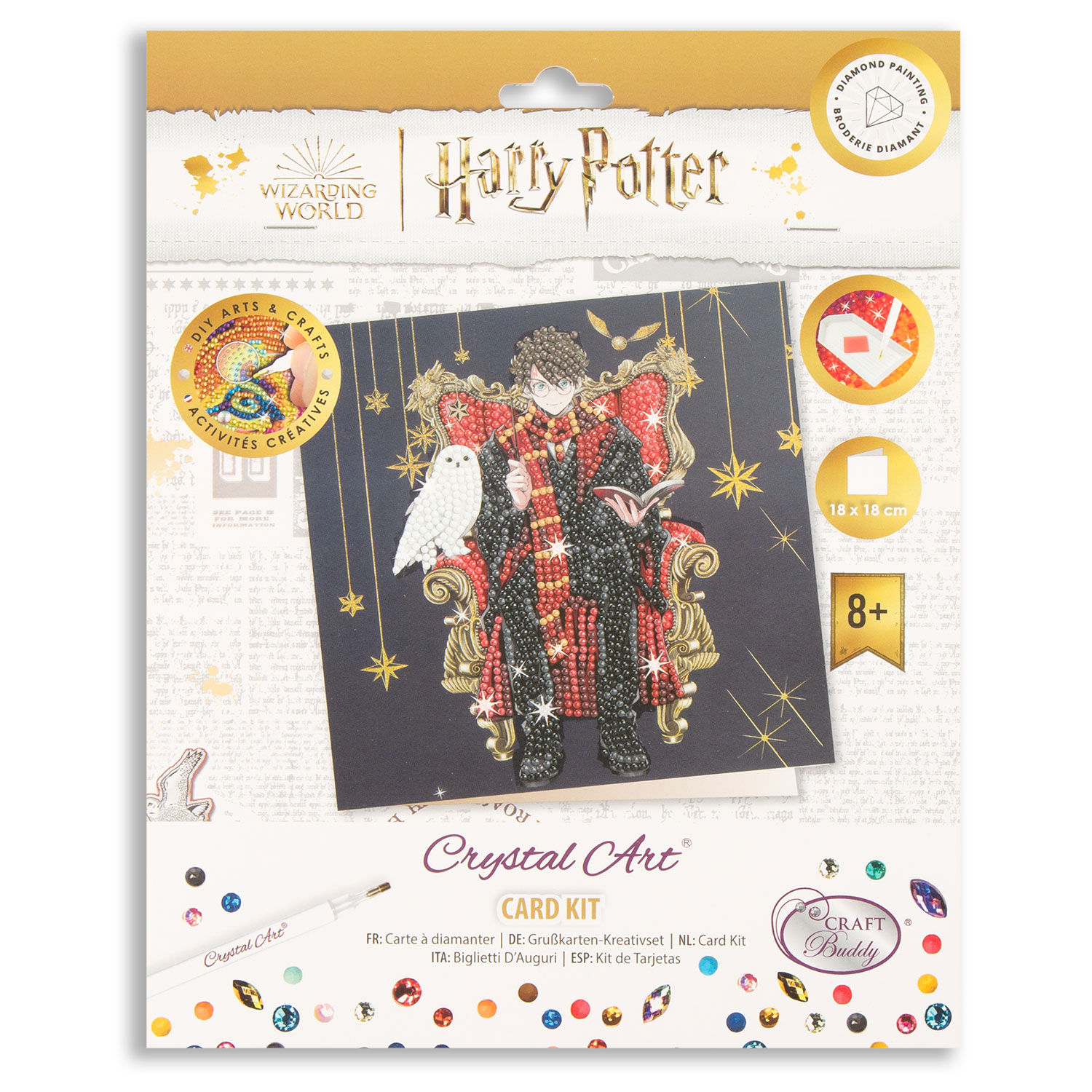 Crystal Art 3 x 18x18cm Harry Potter Cards - Pick n Mix Choose 3  - Harry & Hedwig