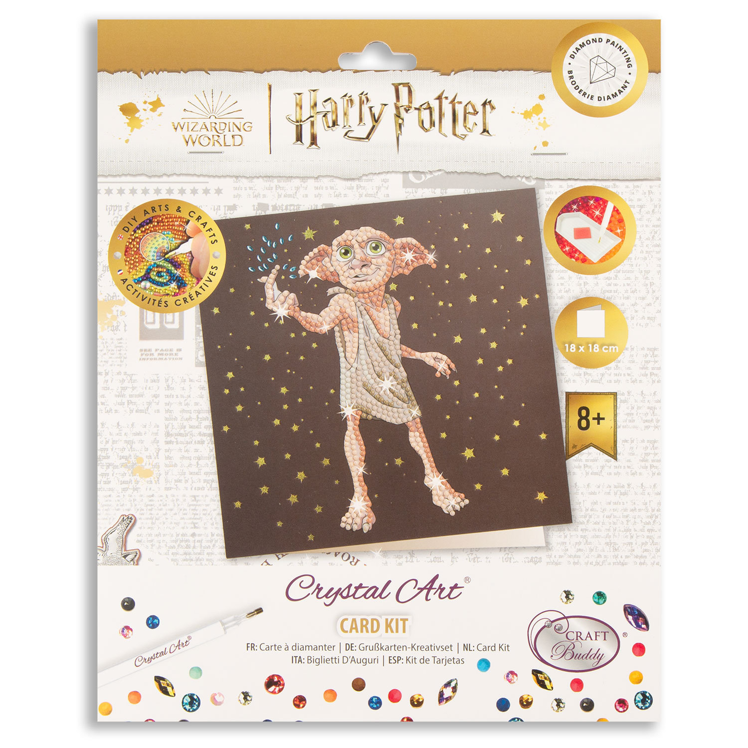 Crystal Art 3 x 18x18cm Harry Potter Cards - Pick n Mix Choose 3  - Dobby the House Elf