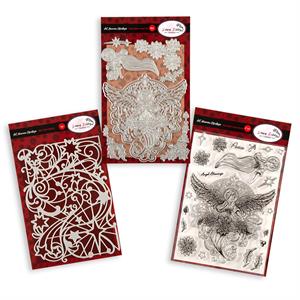 Dawn Bibby Creations Art Nouveau Christmas - Holy Night Angel Stamp & Die Set with Star Swirl Stencil - 444206