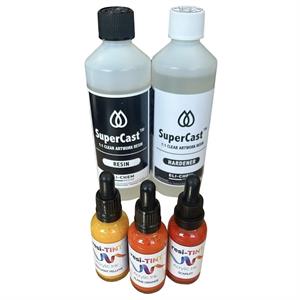 Eli Chem SuperCast Resin - 1kg Kit & 3 x Resi-tint Pigments - Warm Tones - 447885