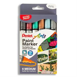 Pentel Medium Bullet Metallic Colours 6pc Wallet - Assorted - 456728