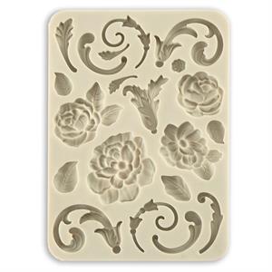 Stamperia Brocante Antiques A5 Silicone Mould - Flowers and Embellishments - 472757