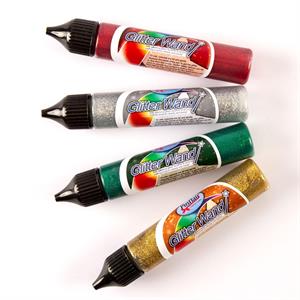 Pinflair Glitter Wand Festive Pack - 4 Total – Red, Gold, Silver & Green - 500528