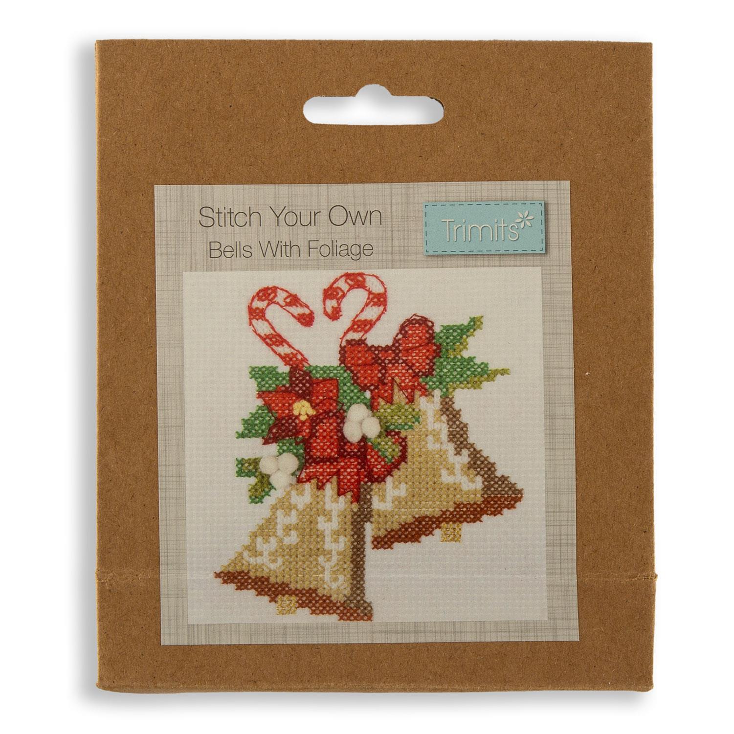 Trimits Christmas Counted Cross Stitch Kit - Choose Any 4 - Bells with Foliage