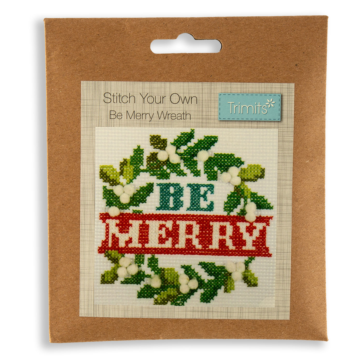 Trimits Christmas Counted Cross Stitch Kit - Choose Any 4 - Be Merry Wreath