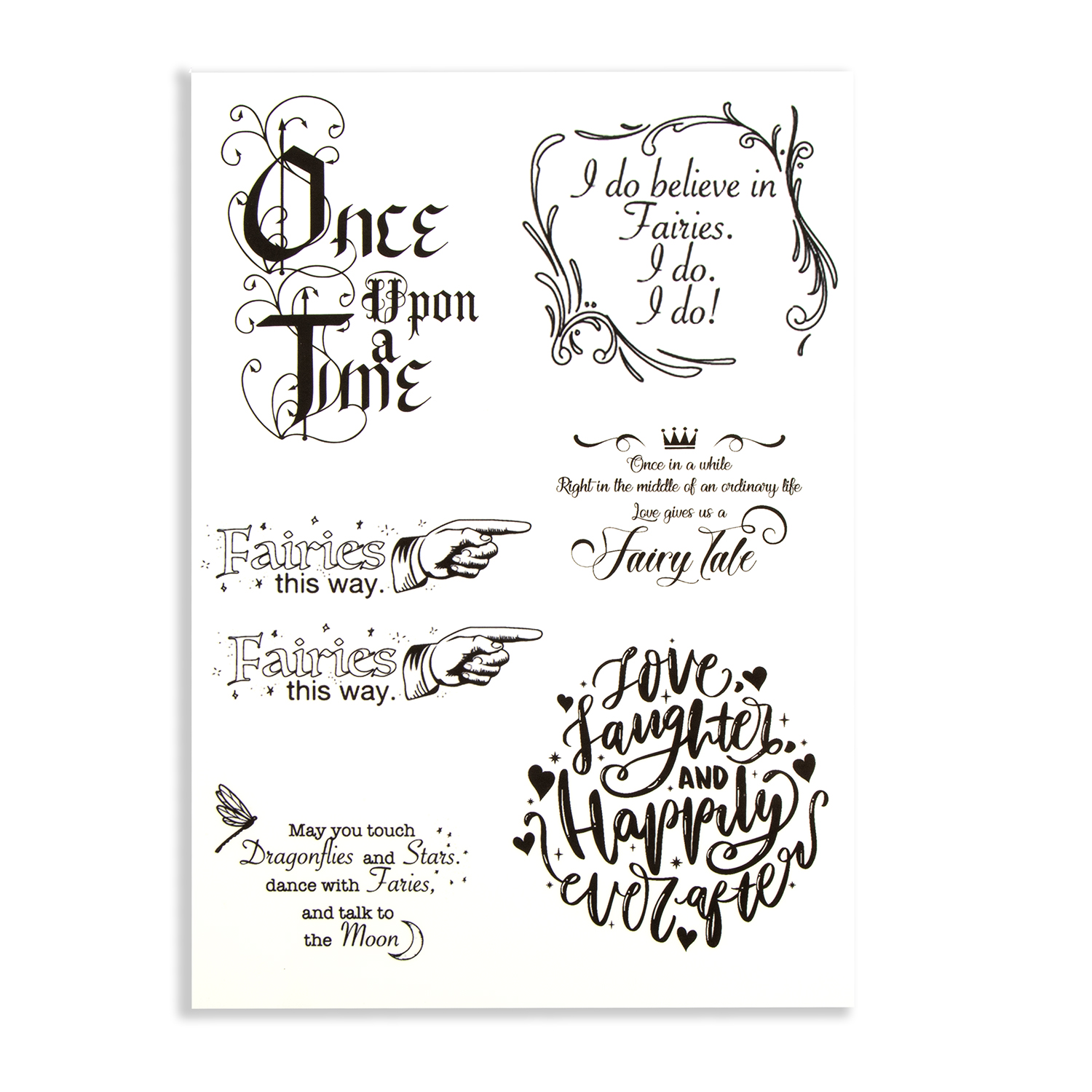 Emlems 4 x Fairytale Quotes A4 Transparent Sticker Sheets - Choose 4  - Design 1 