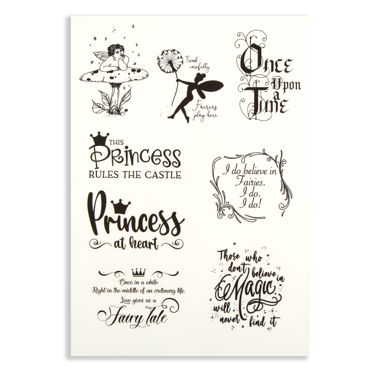 Emlems 4 x Fairytale Quotes A4 Transparent Sticker Sheets - Choose 4  - Design 3 