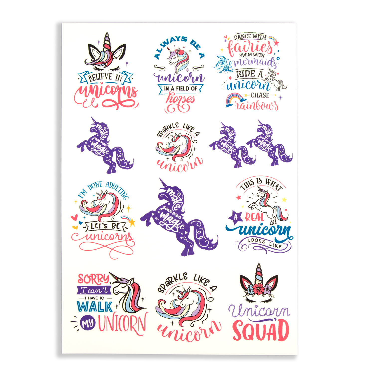 Emlems 4 x Fairytale Quotes A4 Transparent Sticker Sheets - Choose 4  - Design 4