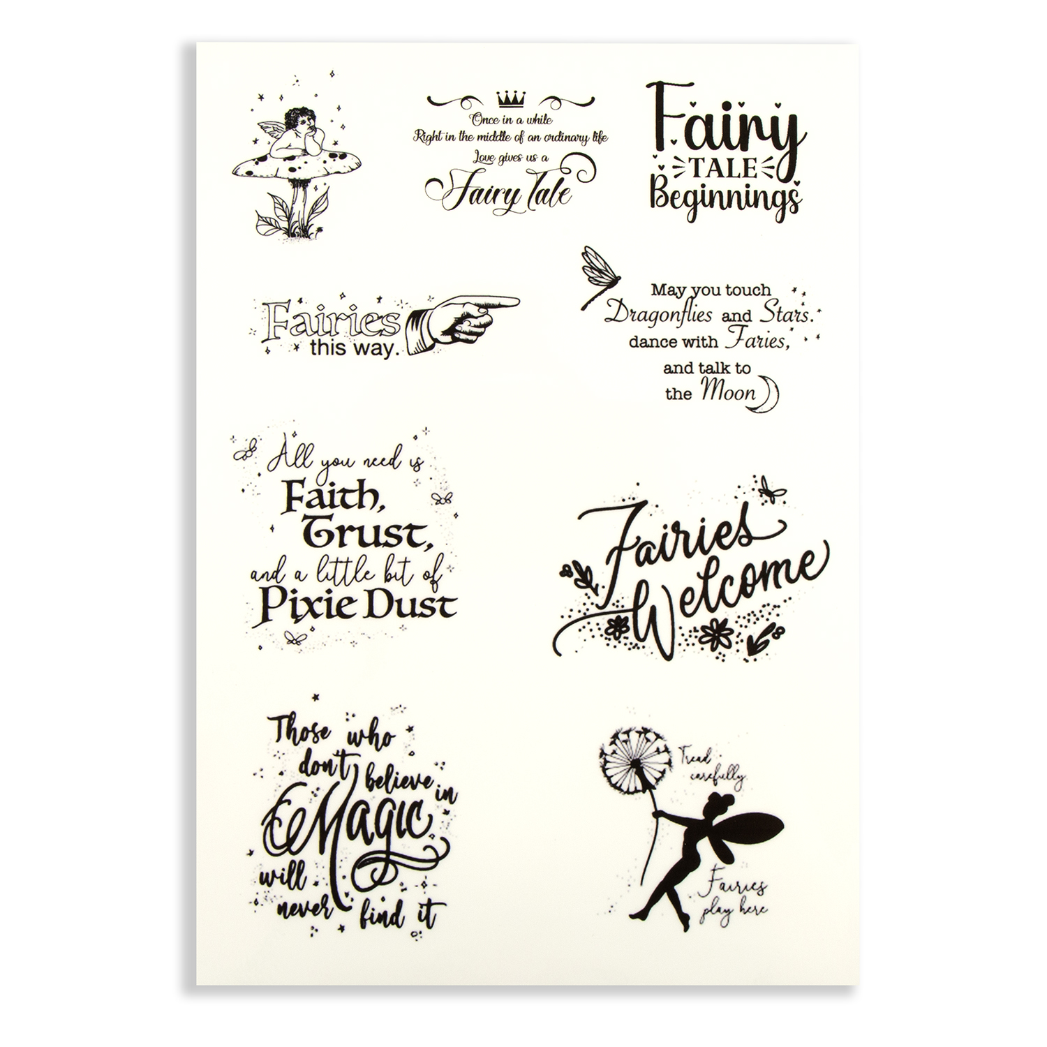 Emlems 4 x Fairytale Quotes A4 Transparent Sticker Sheets - Choose 4  - Design 7