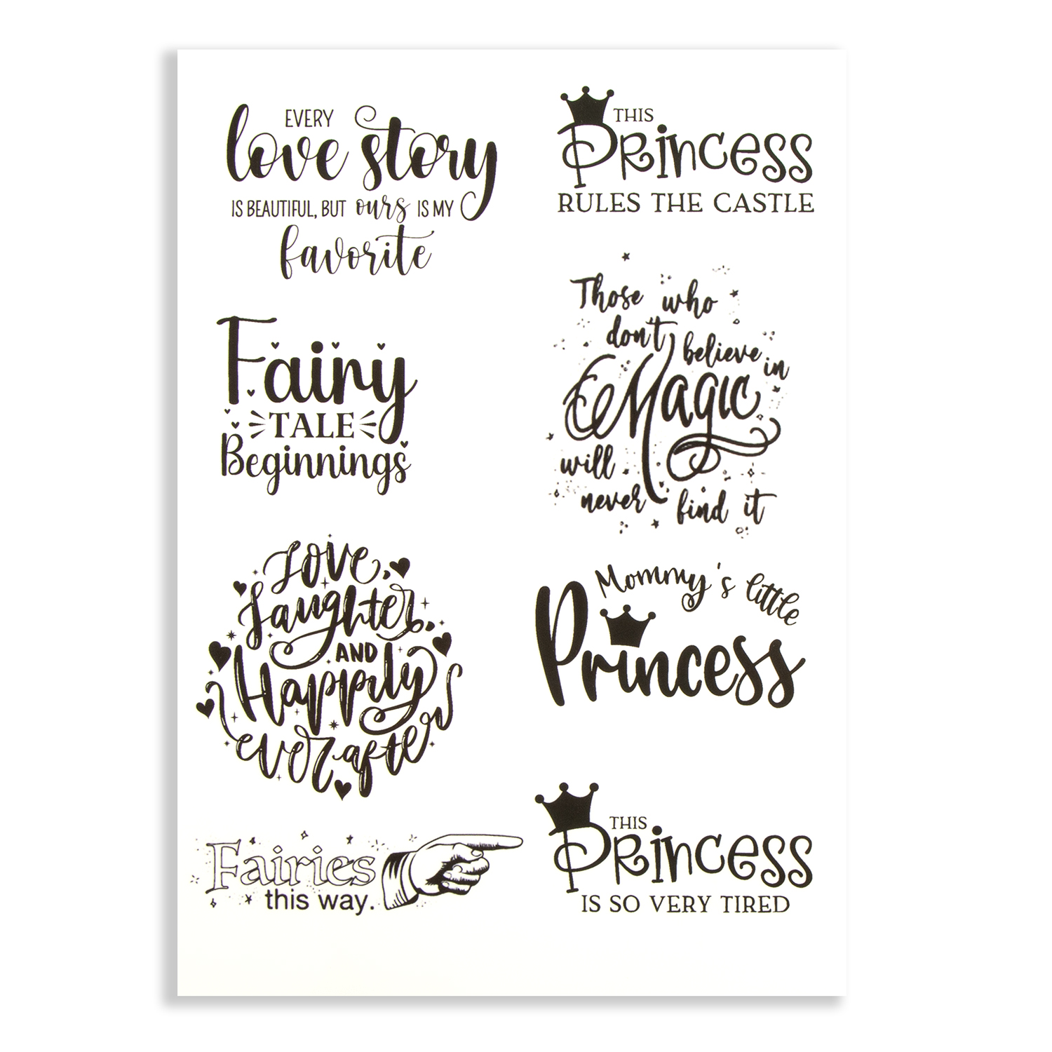 Emlems 4 x Fairytale Quotes A4 Transparent Sticker Sheets - Choose 4  - Design 9