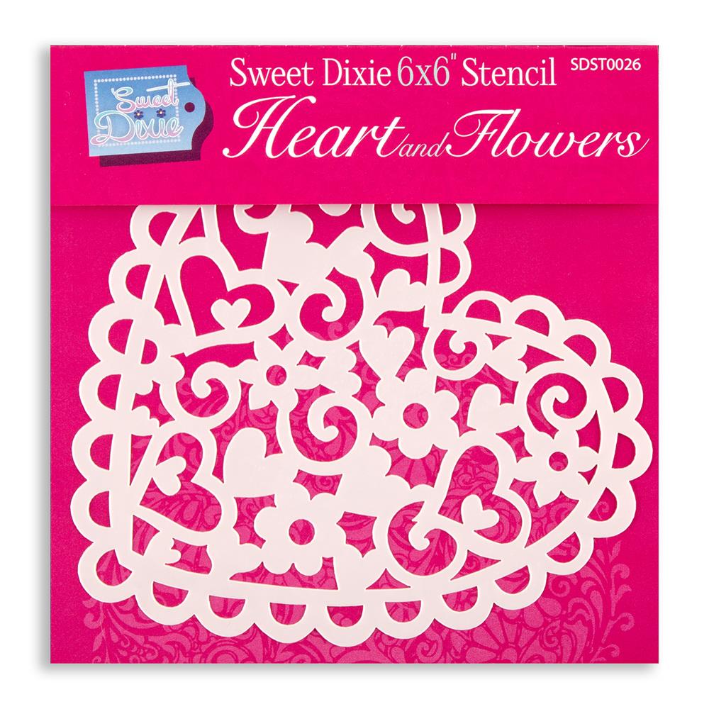 Sweet Dixie 3 x 6x6" Stencils - Pick n Mix Choose 3  - Heart & Flowers