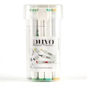 Tonic Studios Nuvo Alcohol Marker Pen Collection - 12 Pens - Muted Tones - 522234