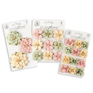 Prima Mulberry Paper Faux Flowers 3 x Packs - Christmas Market Collection - 24 Pieces - 522644