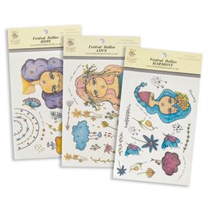 Dolly Dimples Crafts Festival Dollies 3 X A5 Stamp Sets - Harmony, Hope & Love - 51 Stamps Total - 529082